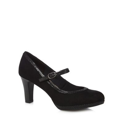 Black suedette 'gemma' high heel wide fit mary janes